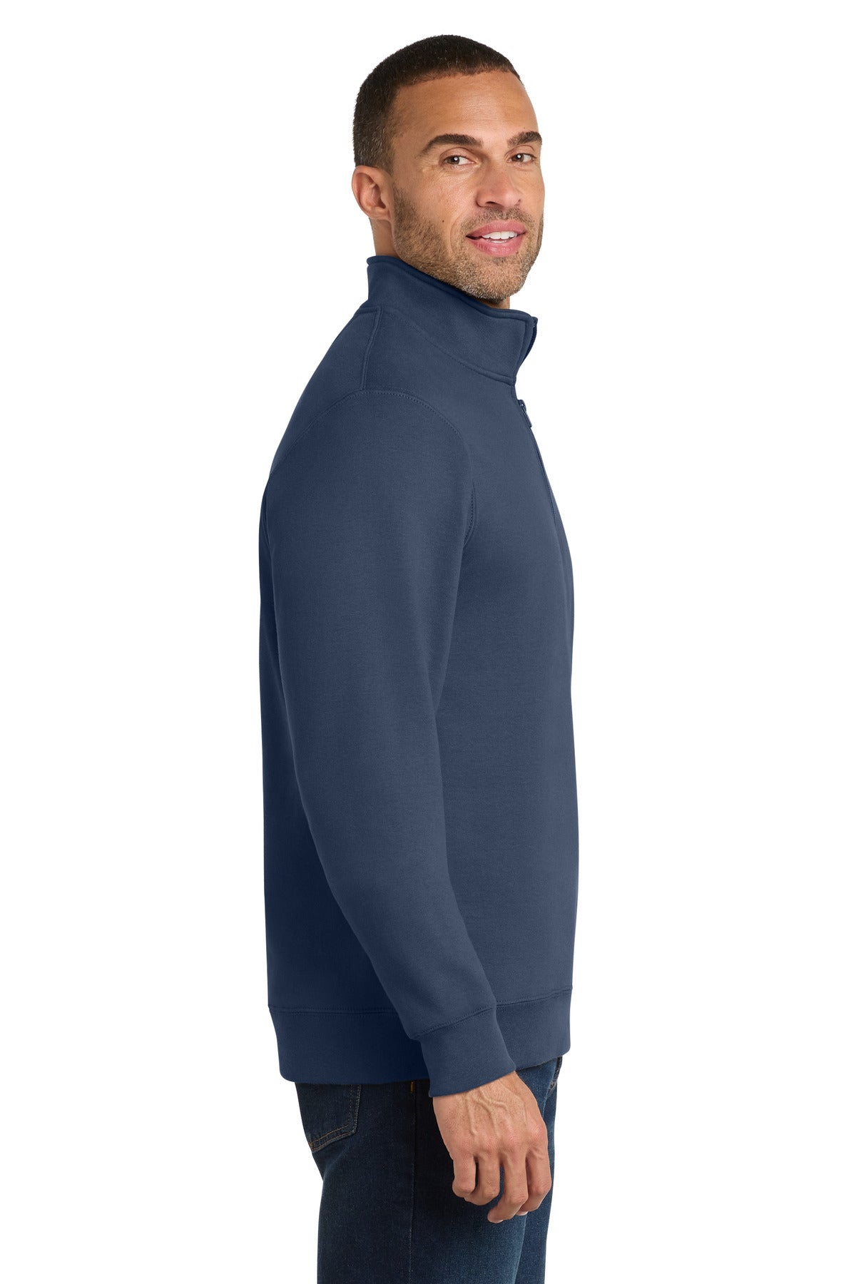Team Navy Port & Co Fan Favorite Fleece 1/4-Zip Pullover Sweatshirt. PC850Q plain