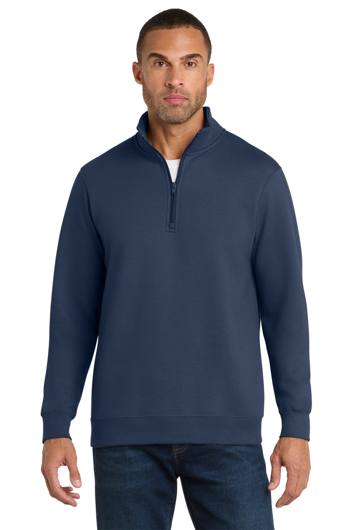 Team Navy Port & Co Fan Favorite Fleece 1/4-Zip Pullover Sweatshirt. PC850Q plain