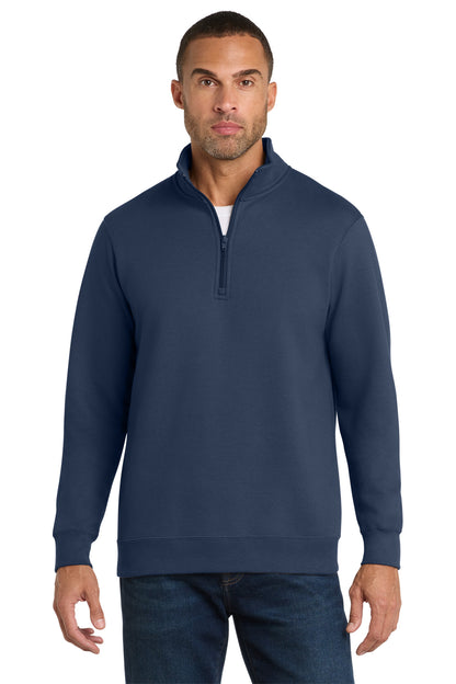 Team Navy Port & Co Fan Favorite Fleece 1/4-Zip Pullover Sweatshirt. PC850Q plain
