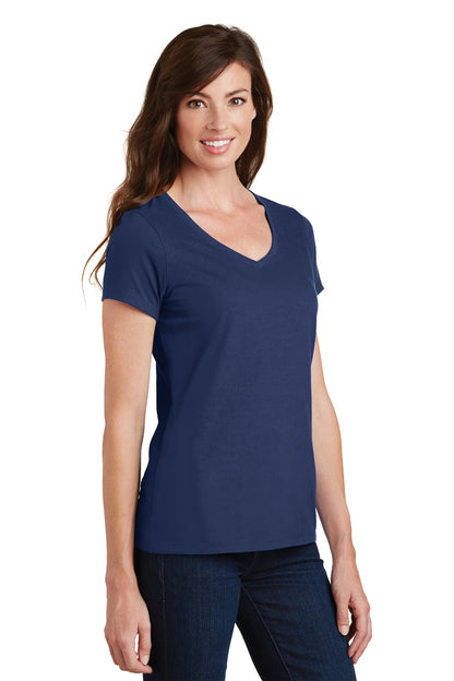 Team Navy Port & Co Women's Fan Favorite V-Neck Tee. LPC450V plain