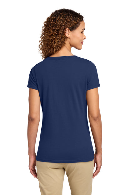 Team Navy Port & Co Women's Fan Favorite V-Neck Tee. LPC450V plain
