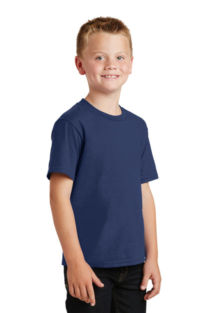 Team Navy Port & Co Youth Fan Favorite Tee. PC450Y plain