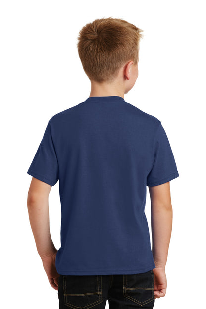 Team Navy Port & Co Youth Fan Favorite Tee. PC450Y plain