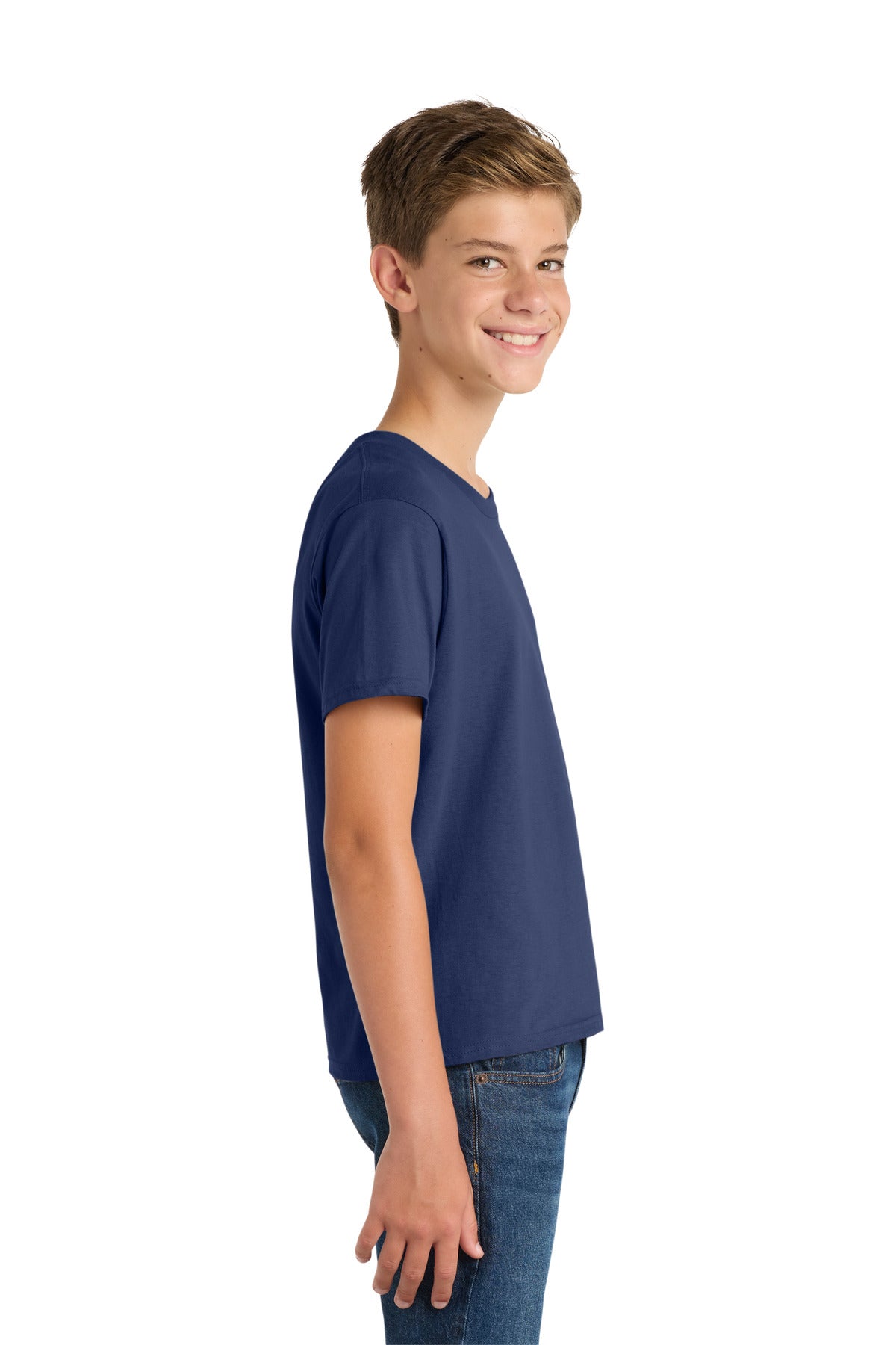 Team Navy Port & Co Youth Fan Favorite Tee. PC450Y plain
