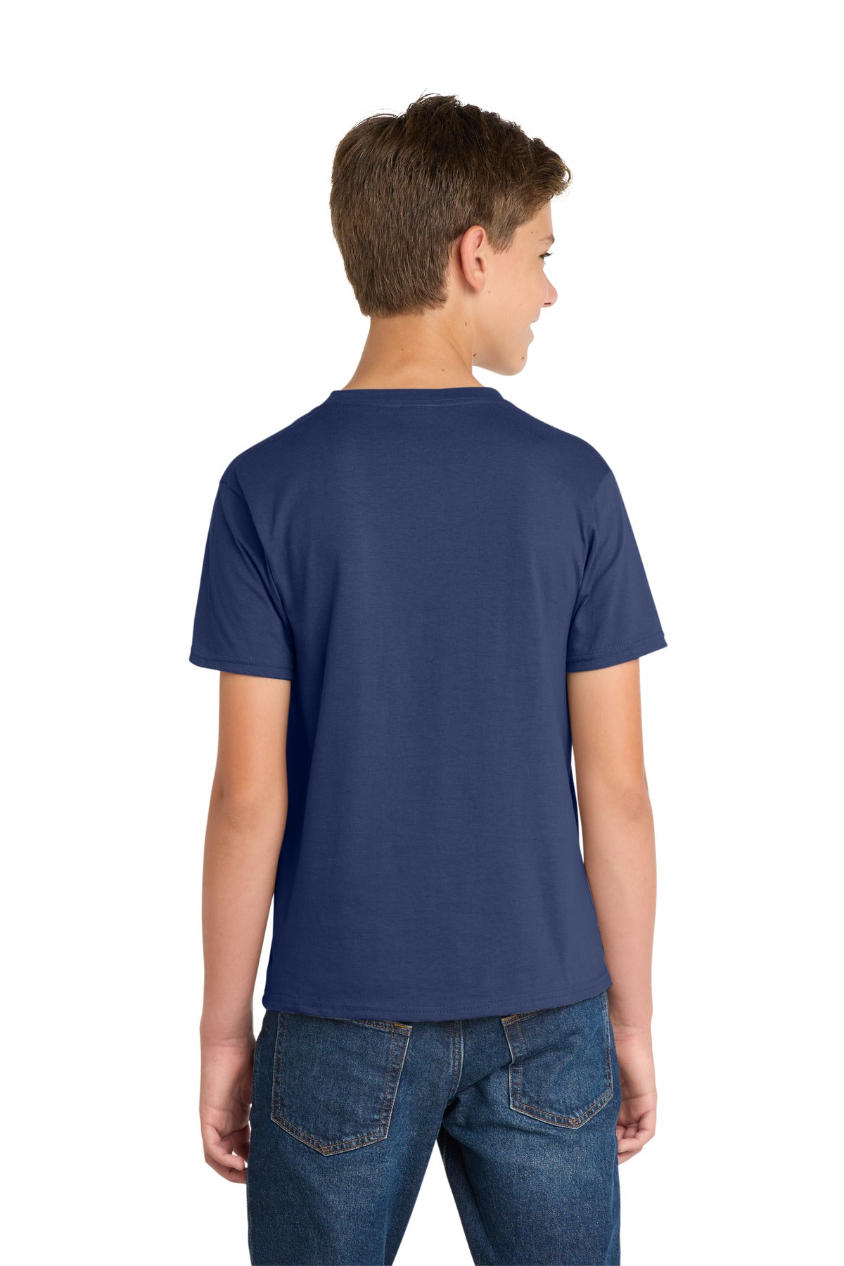 Team Navy Port & Co Youth Fan Favorite Tee. PC450Y plain