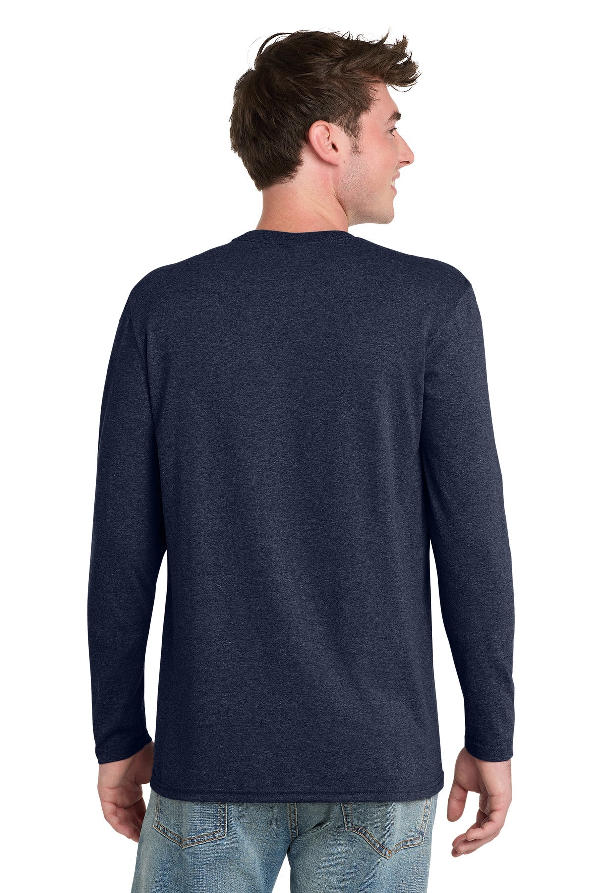 TeamNavyHt Port & Co Tri-Blend Long Sleeve Tee. PC330LS plain