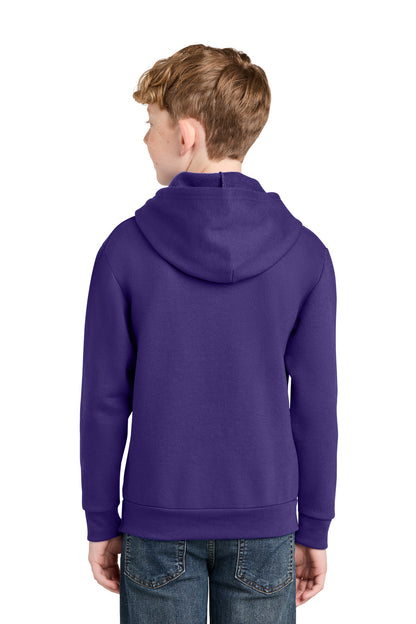 TeamPurple Port & Co Youth Easy Fleece Pullover Hooded Sweatshirt PC68YH