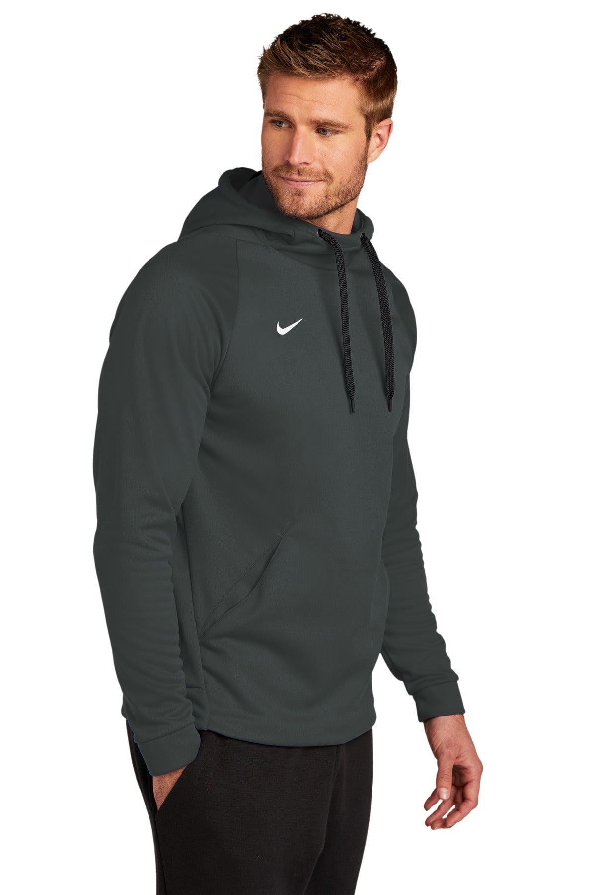 Tm Anthracite Nike Therma-FIT Pullover Fleece Hoodie CN9473 plain