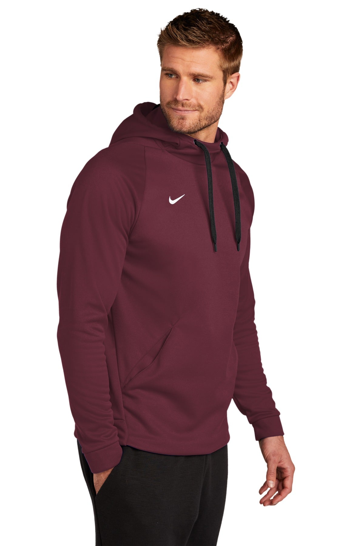 Tm Dark Maroon Nike Therma-FIT Pullover Fleece Hoodie CN9473 plain