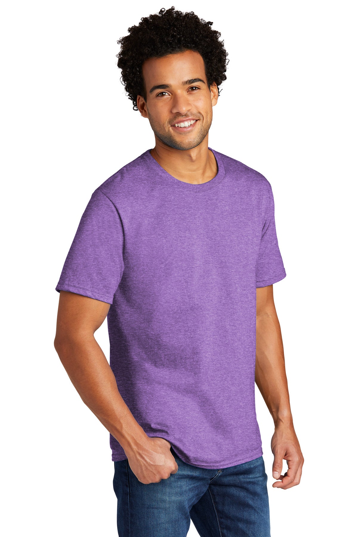 TmPrpHthr Port & Co Tri-Blend Tee. PC330 plain