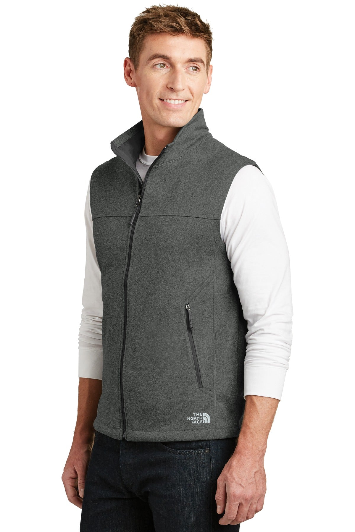 TNF Dk Grey He The North Face Ridgewall Soft Shell Vest. NF0A3LGZ plain