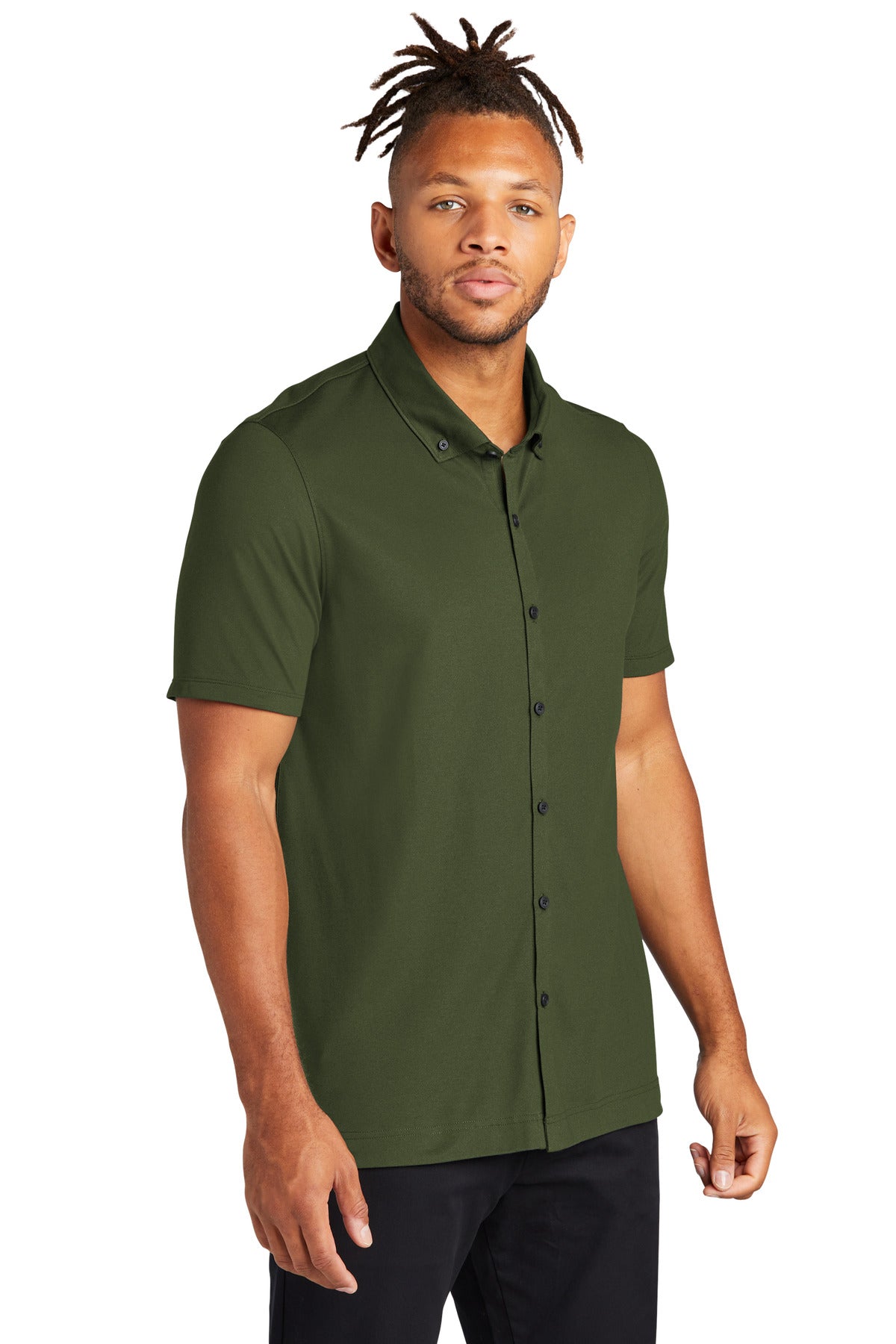 TownsendGn Mercer+Mettle Stretch Pique Full-Button Polo MM1006 plain