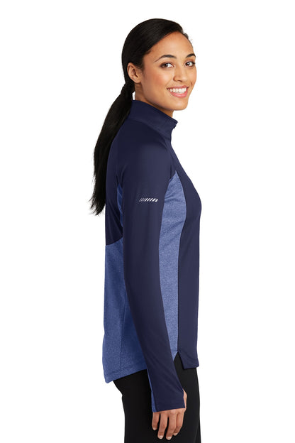 Tr Navy/Tr NyH Sport-Tek Women's Sport-Wick Stretch Contrast 1/4-Zip Pullover. LST854 plain