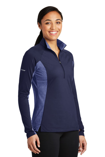 Tr Navy/Tr NyH Sport-Tek Women's Sport-Wick Stretch Contrast 1/4-Zip Pullover. LST854 plain
