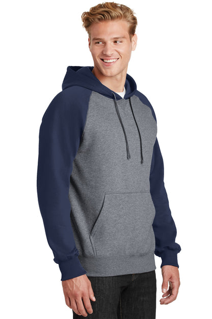 Tr Navy/Vnt He Sport-Tek Raglan Colorblock Pullover Hooded Sweatshirt. ST267 plain