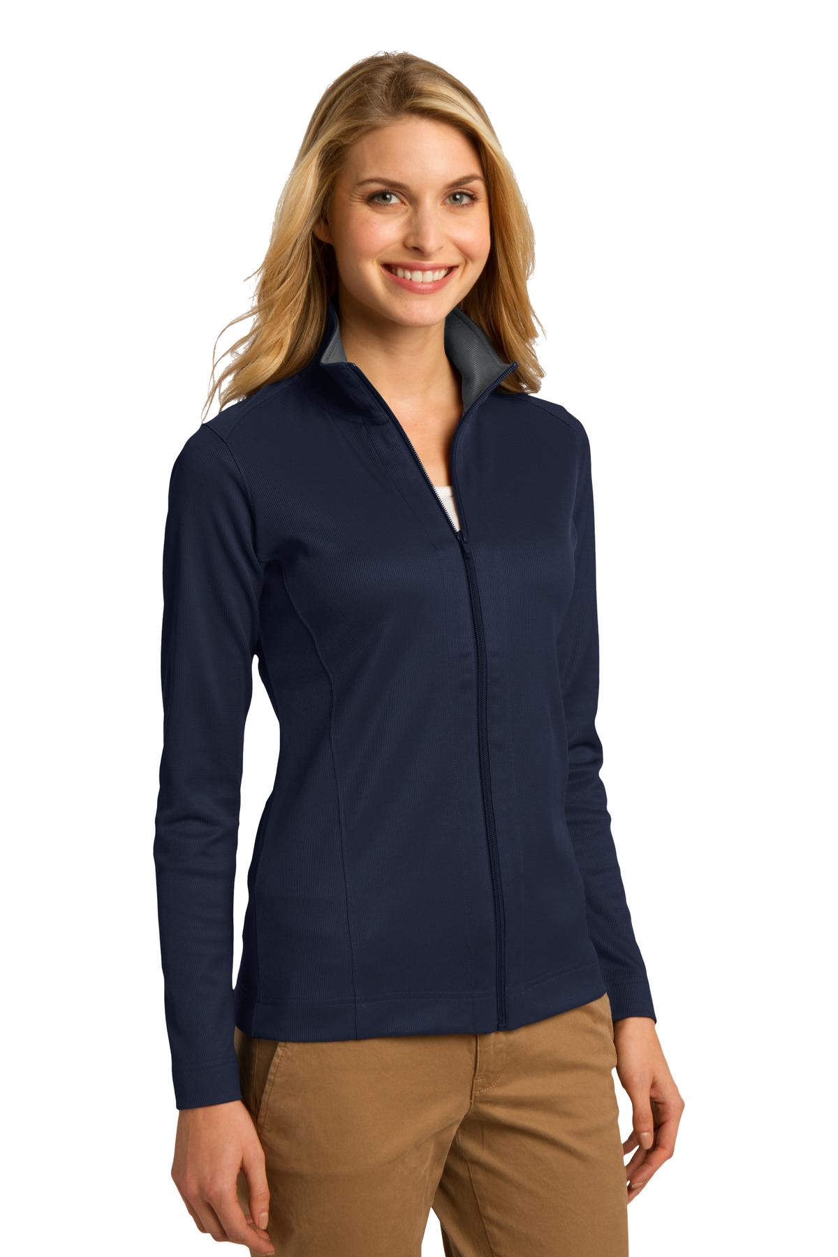 Tr Nvy/Iron Gy Port Authority Women's Vertical Texture Full-Zip Jacket. L805 plain