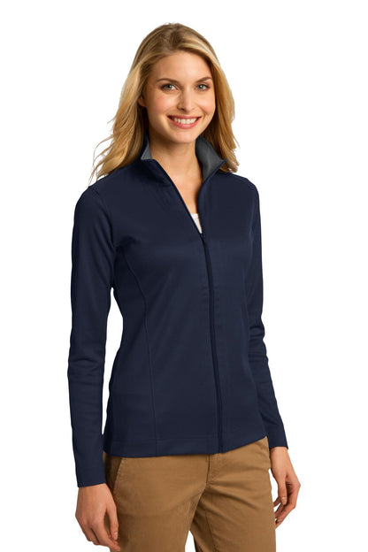 Tr Nvy/Iron Gy Port Authority Women's Vertical Texture Full-Zip Jacket. L805 plain