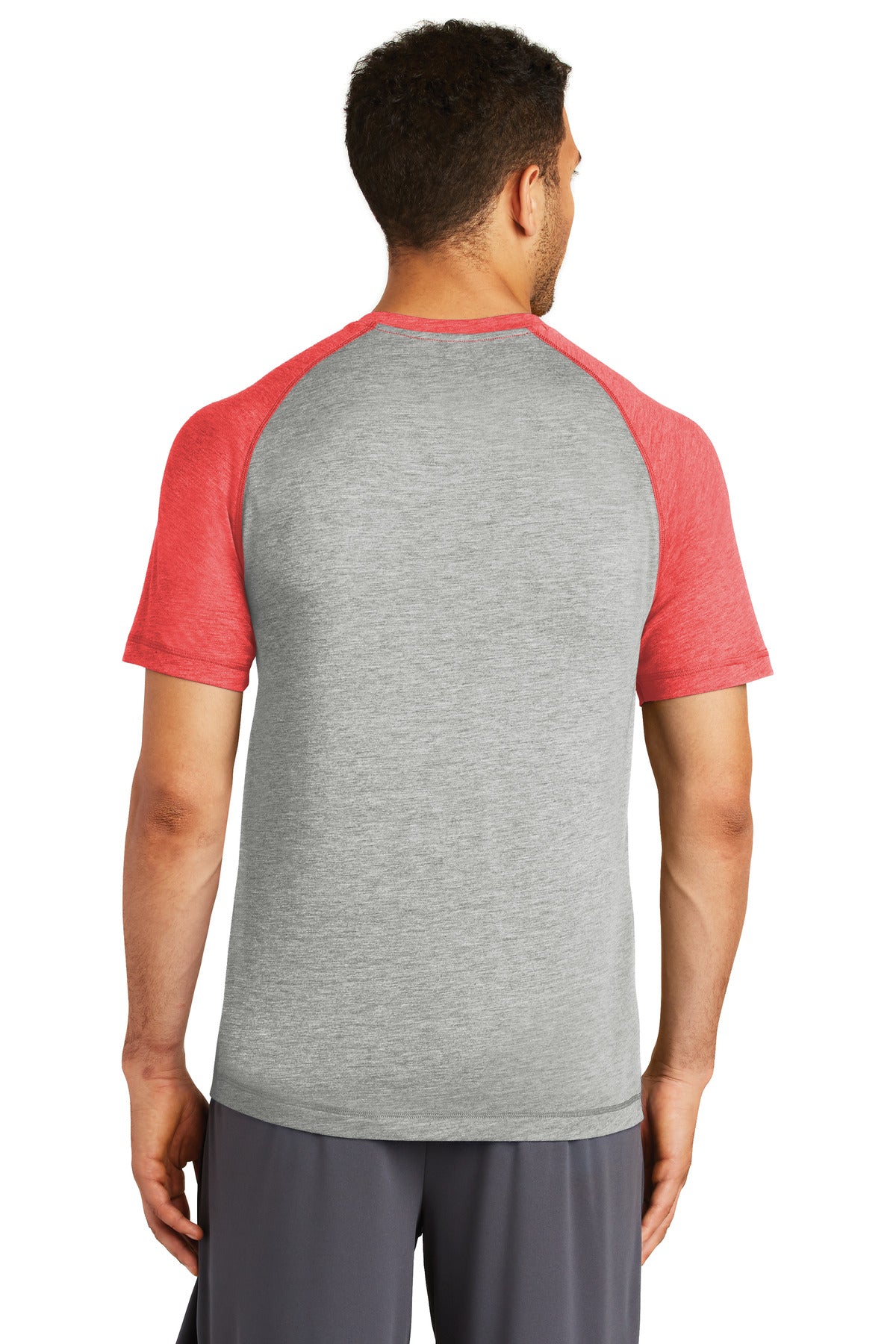 Tr Red Hth/LGH Sport-Tek PosiCharge Tri-Blend Wicking Raglan Tee. ST400 plain