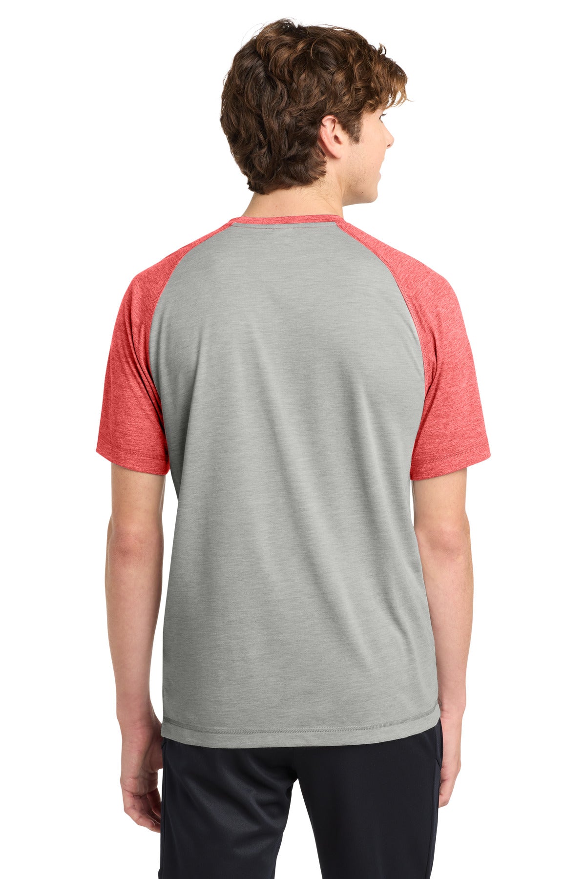 Tr Red Hth/LGH Sport-Tek PosiCharge Tri-Blend Wicking Raglan Tee. ST400 plain
