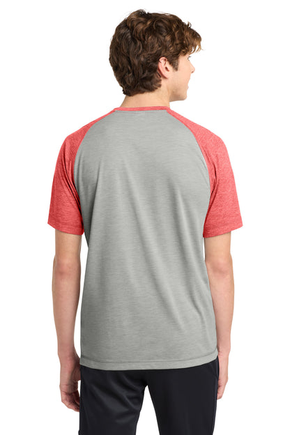 Tr Red Hth/LGH Sport-Tek PosiCharge Tri-Blend Wicking Raglan Tee. ST400 plain