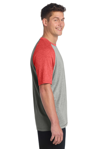 Tr Red Hth/LGH Sport-Tek PosiCharge Tri-Blend Wicking Raglan Tee. ST400 plain