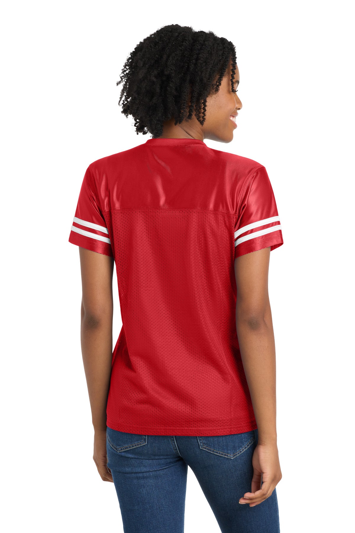 Tr Red/White Sport-Tek Women's PosiCharge Replica Jersey. LST307 plain