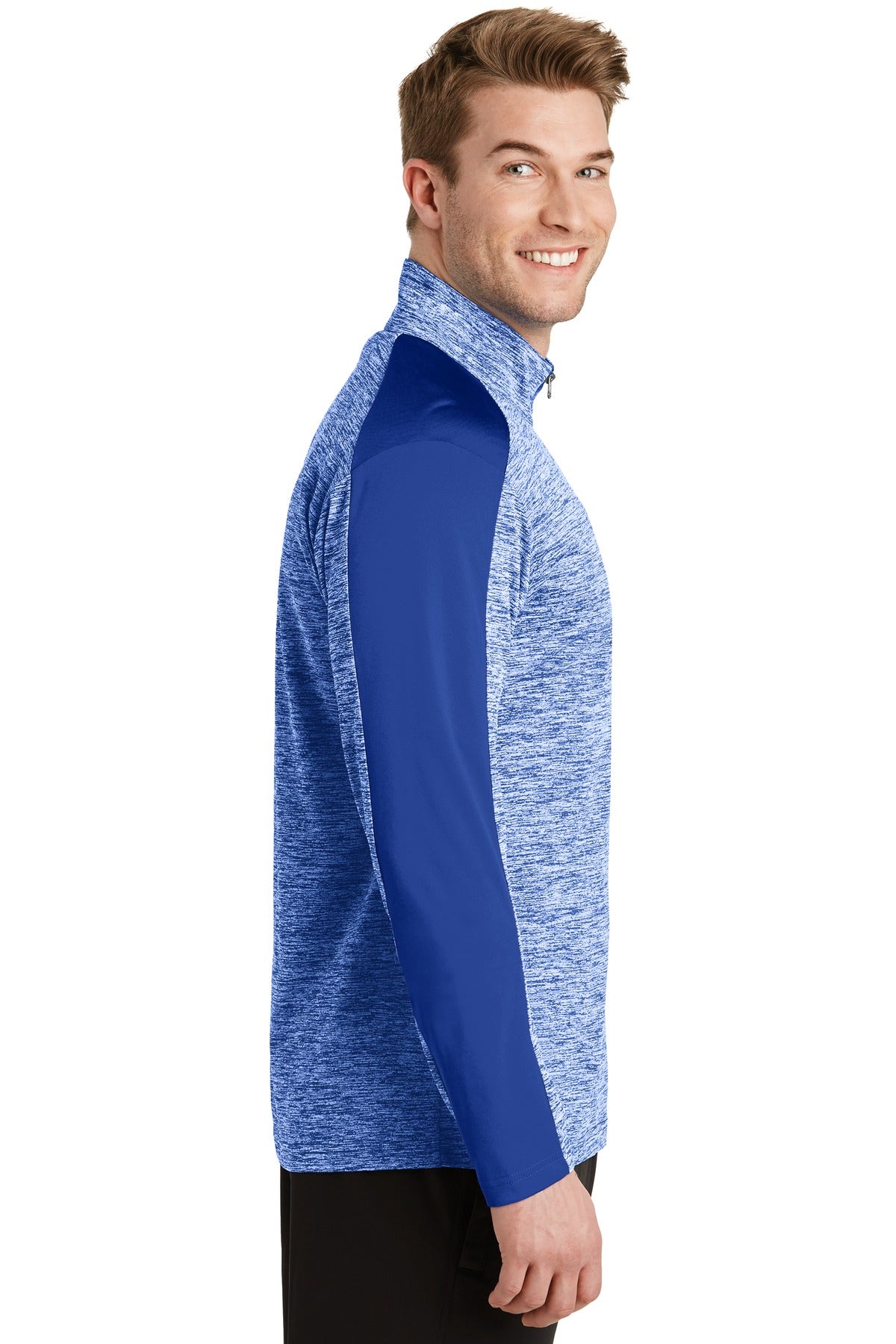 Tr Roy E/Tr Ry Sport-Tek PosiCharge Electric Heather Colorblock 1/4-Zip Pullover. ST397 plain