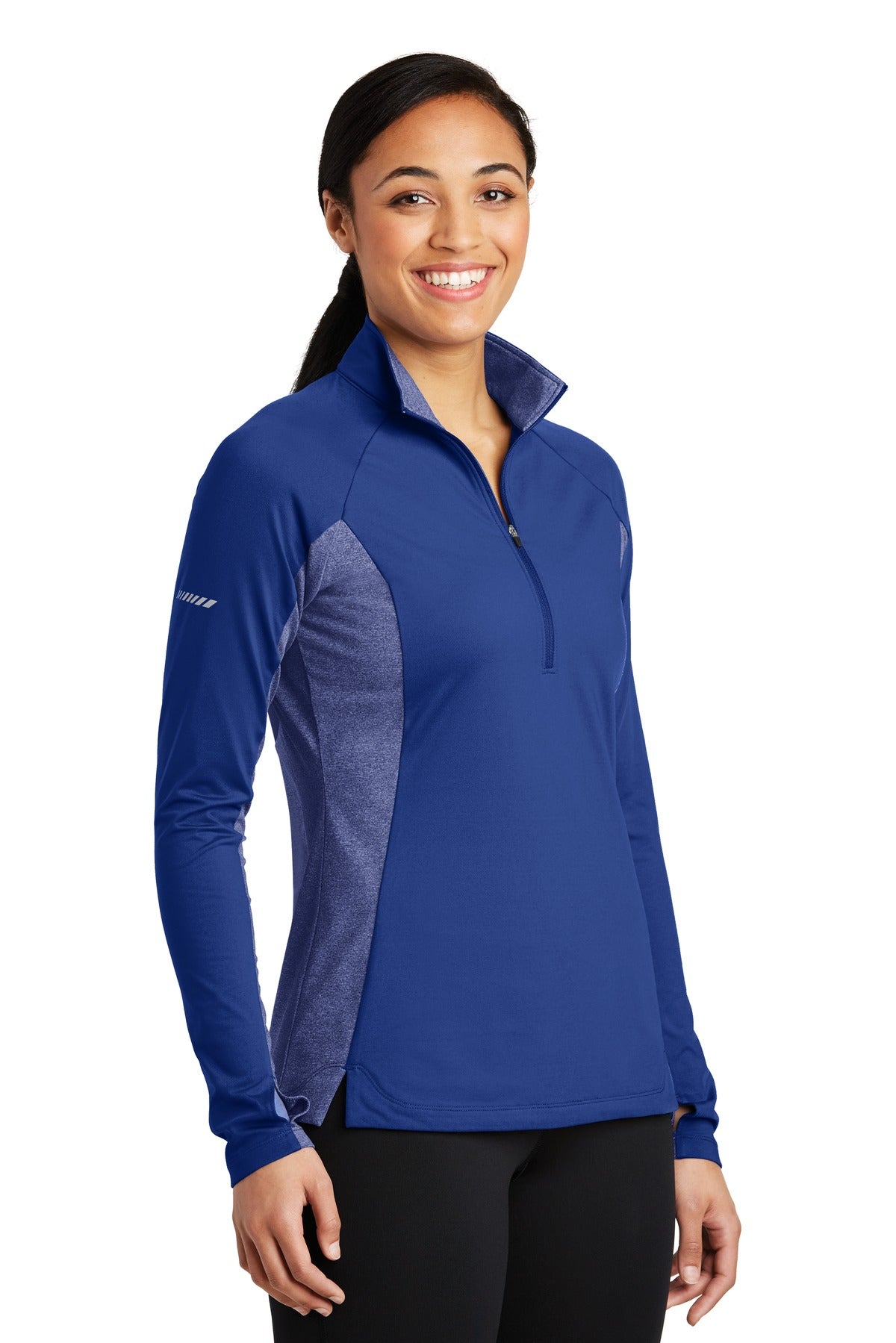 Tr Royal/TrRyH Sport-Tek Women's Sport-Wick Stretch Contrast 1/4-Zip Pullover. LST854 plain