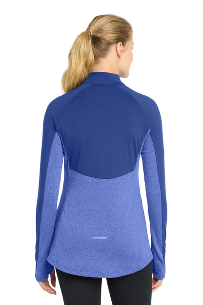 Tr Royal/TrRyH Sport-Tek Women's Sport-Wick Stretch Contrast 1/4-Zip Pullover. LST854 plain