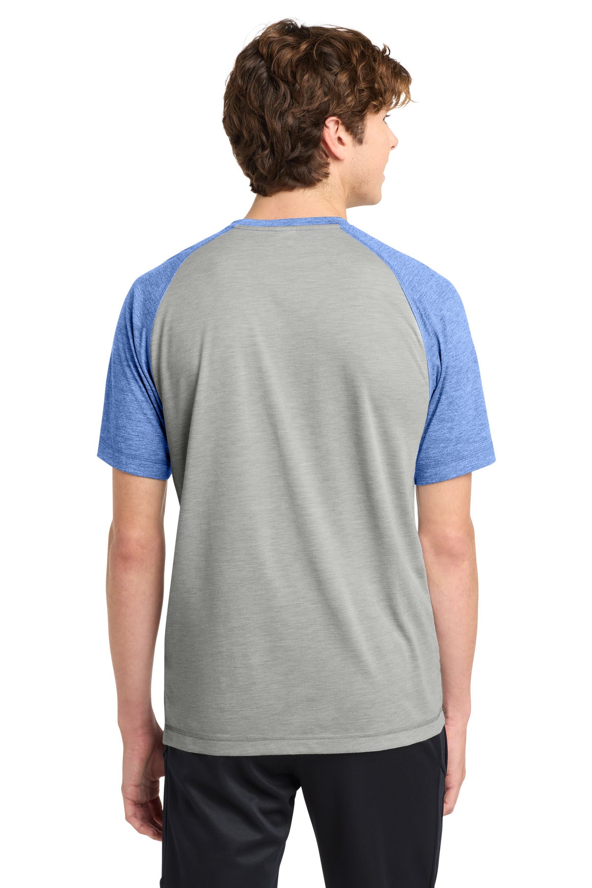 Tr Royl He/LGH Sport-Tek PosiCharge Tri-Blend Wicking Raglan Tee. ST400 plain