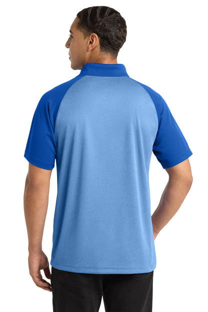 Tr Ryl He/T Ry Sport-Tek PosiCharge RacerMesh Raglan Heather Block Polo. ST641 plain