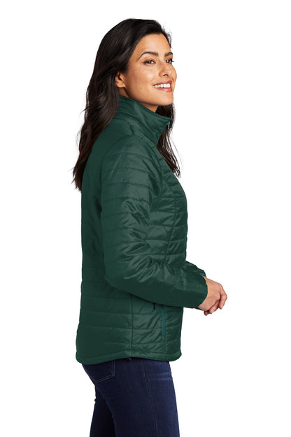 Tree Gn/Mar Gn Port Authority Women's Packable Puffy Jacket L850 plain