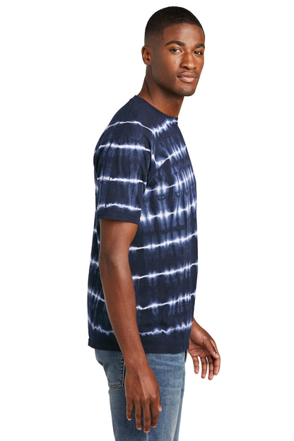 TrNv/White Port & Co Allover Stripe Tie-Dye Tee PC142 plain
