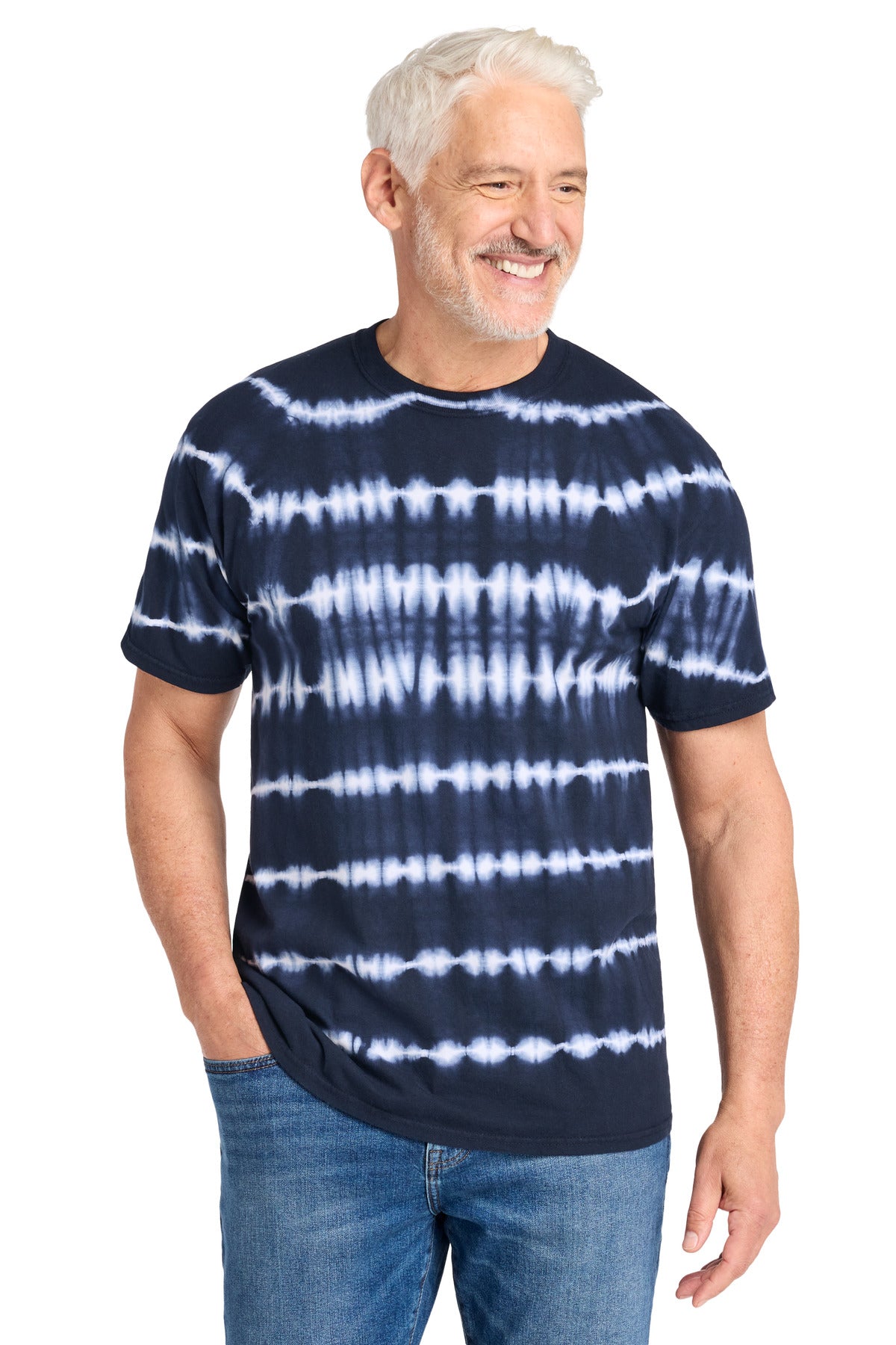 TrNv/White Port & Co Allover Stripe Tie-Dye Tee PC142