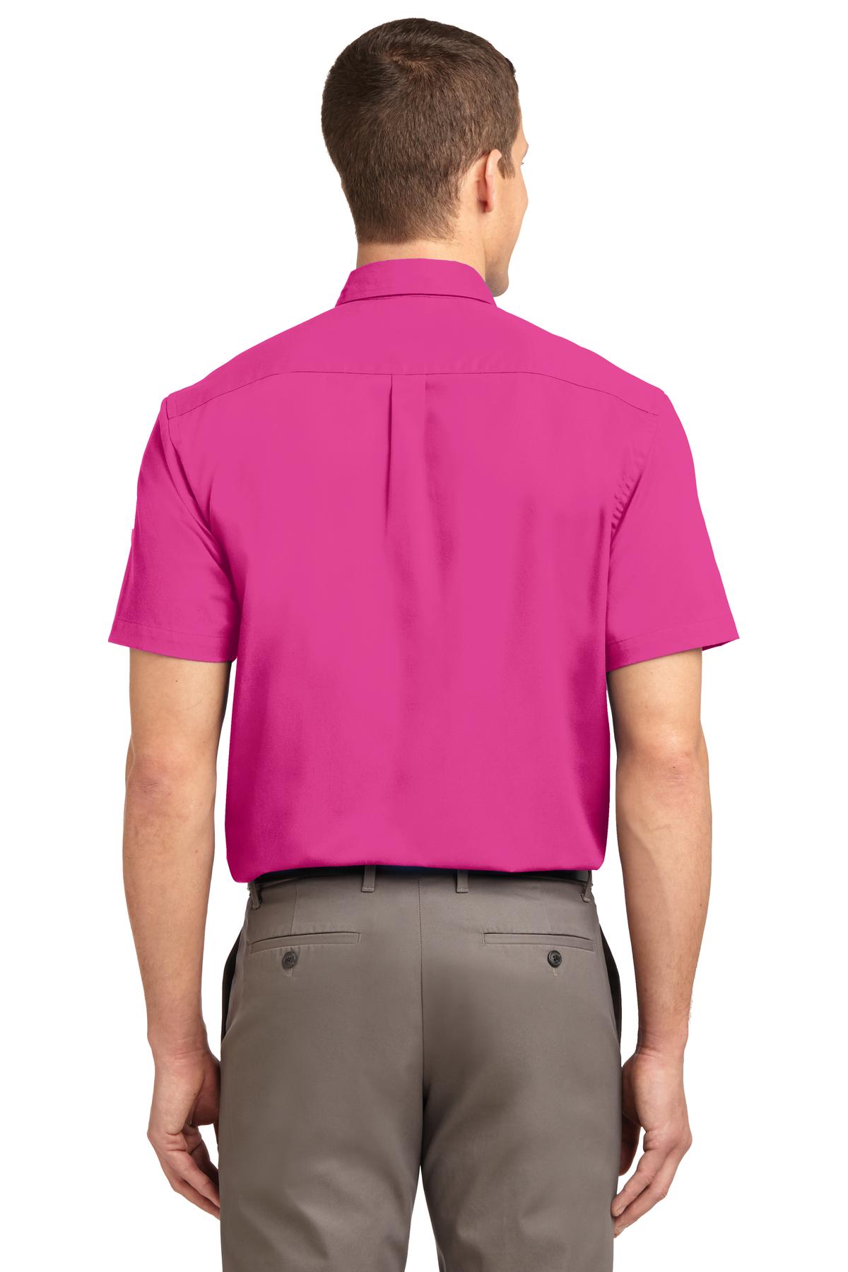 Tropical Pink Port Authority Short Sleeve Easy Care Shirt. S508 plain