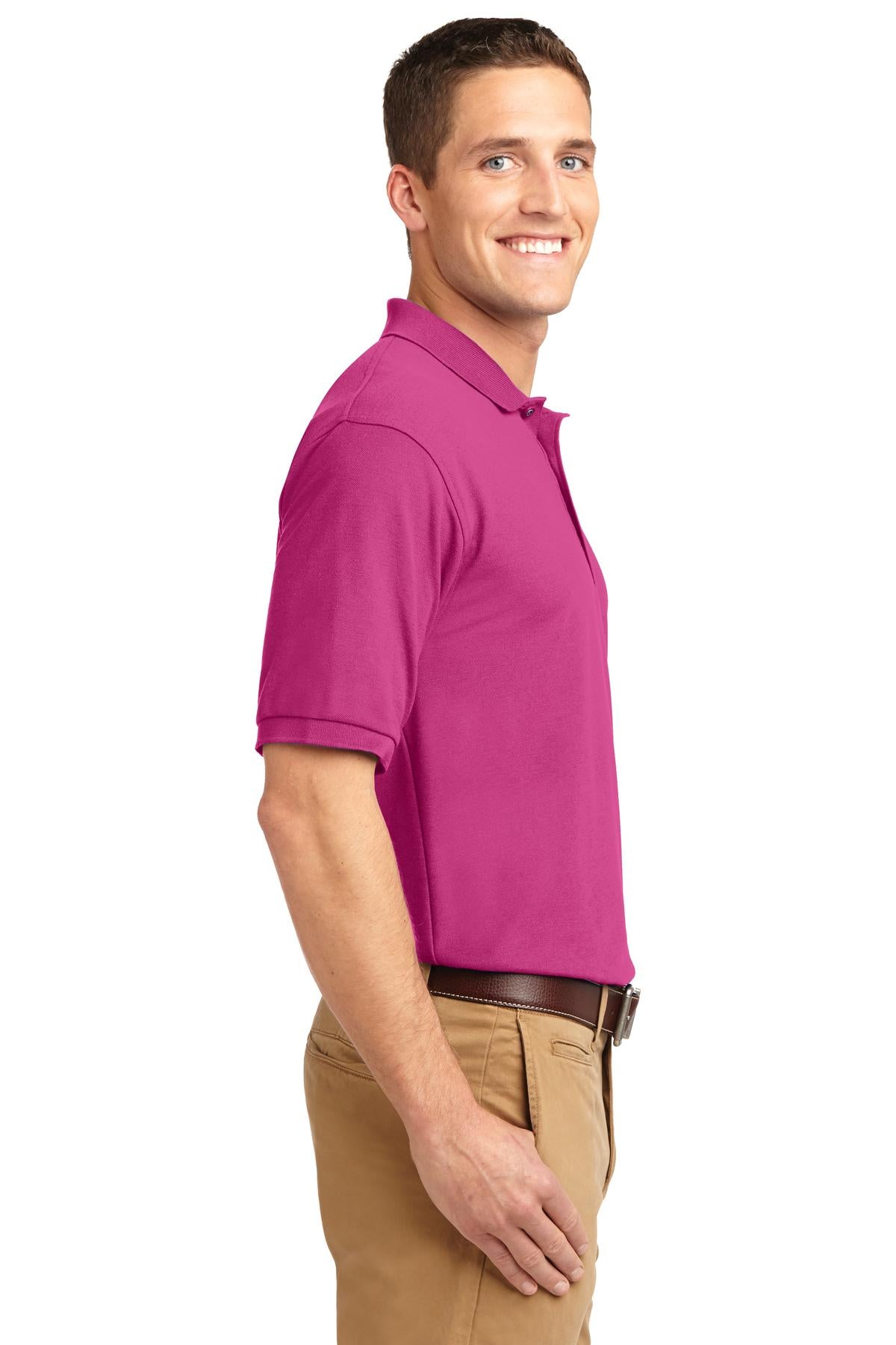 Tropical Pink Port Authority Silk Touch Polo K500 plain
