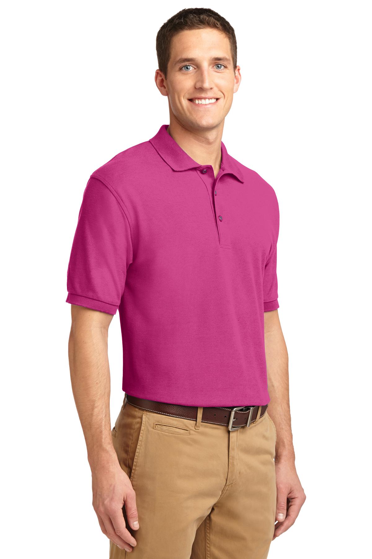 Tropical Pink Port Authority Silk Touch Polo K500 plain
