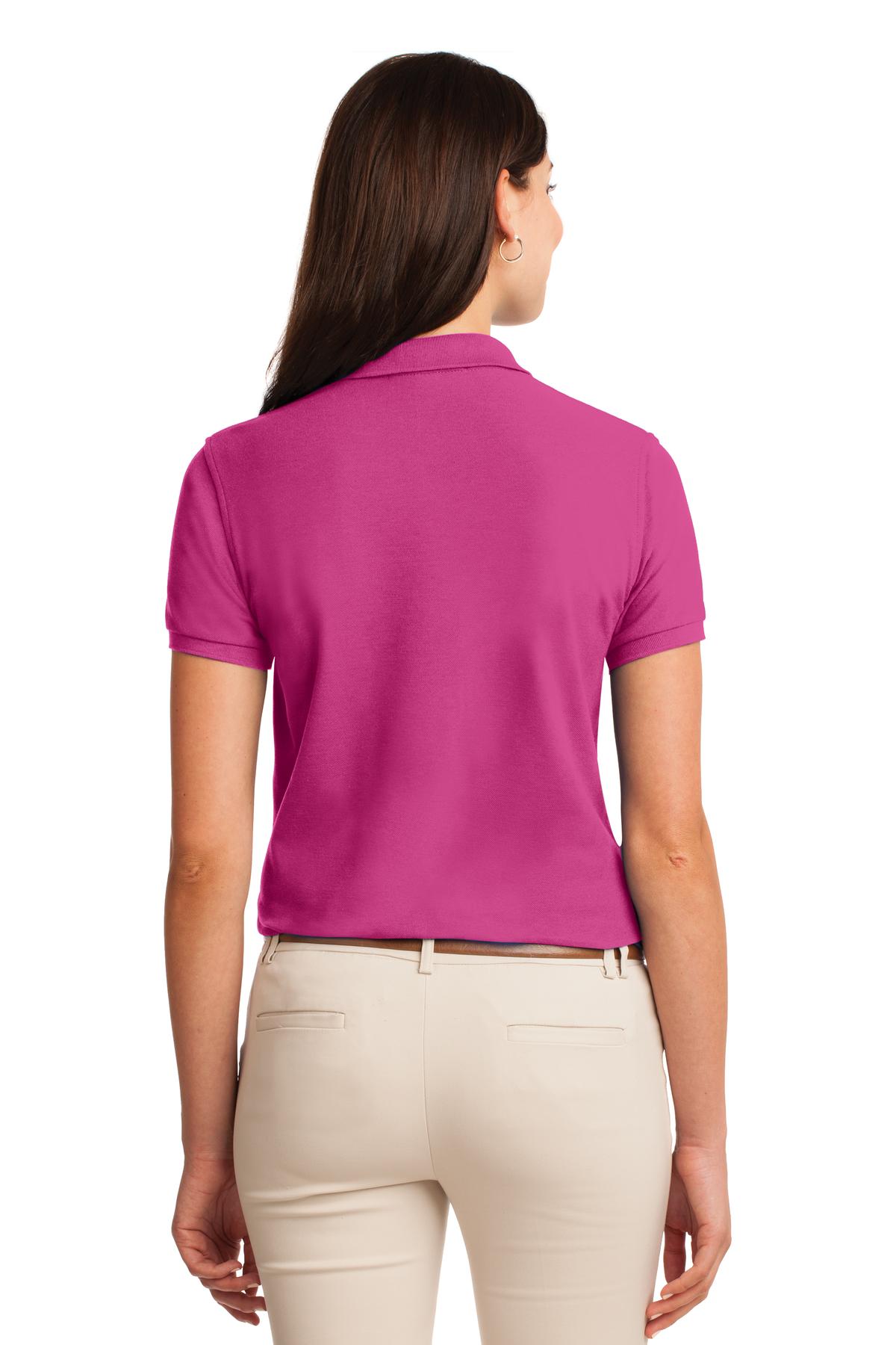 Tropical Pink Port Authority Women's Silk Touch Polo. L500 plain