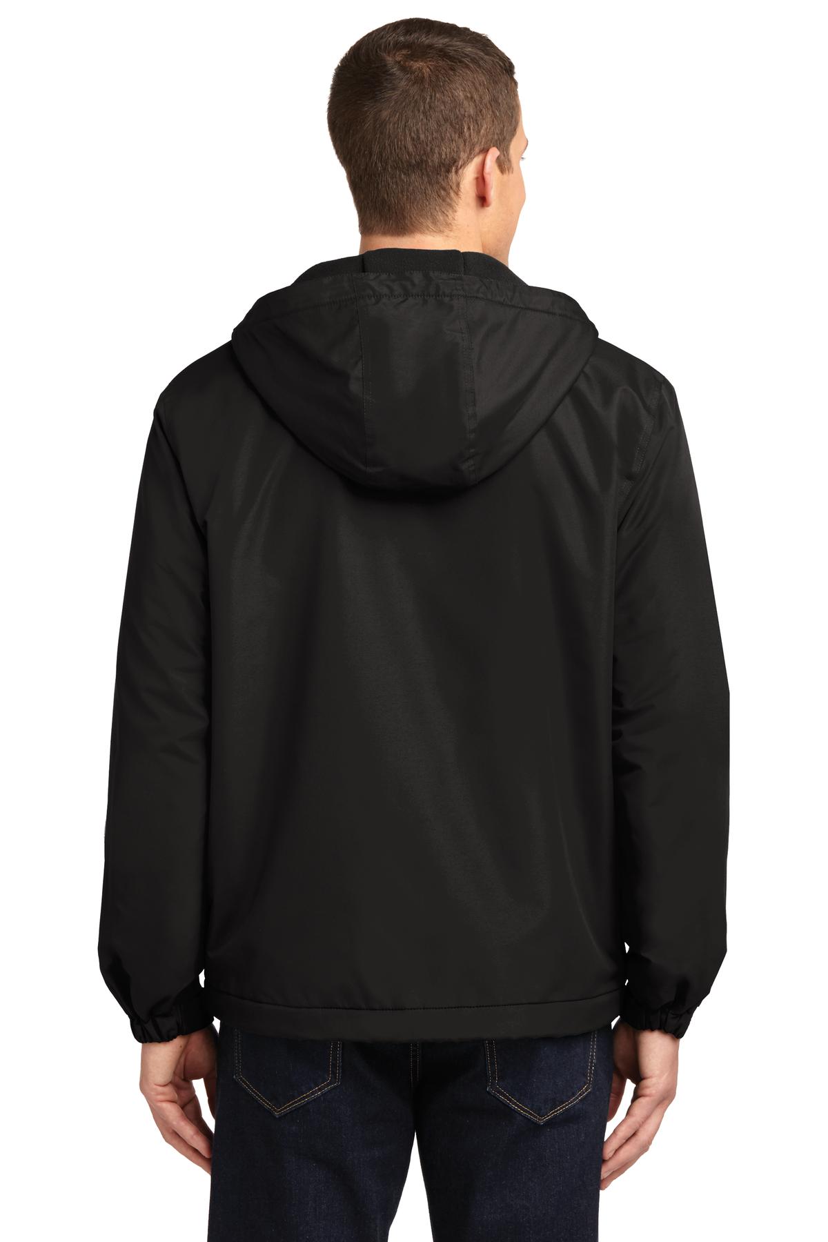 True Black Port Authority Hooded Charger Jacket. J327 plain
