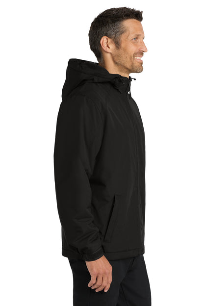 True Black Port Authority Hooded Charger Jacket. J327 plain