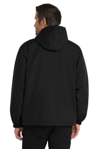 True Black Port Authority Hooded Charger Jacket. J327 plain