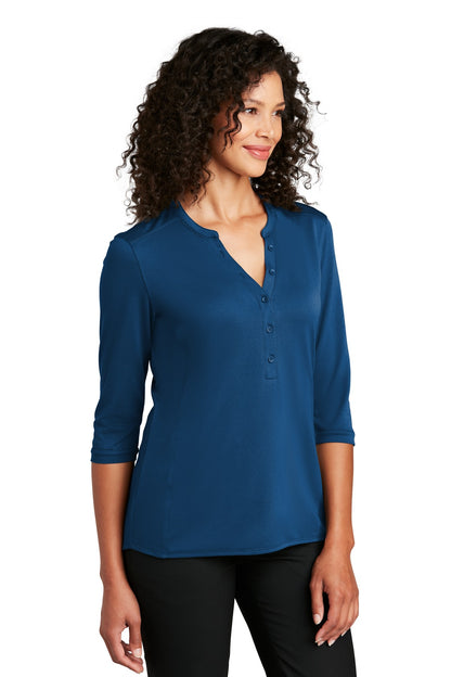 True Blue Port Authority Women's UV Choice Pique Henley LK750 plain