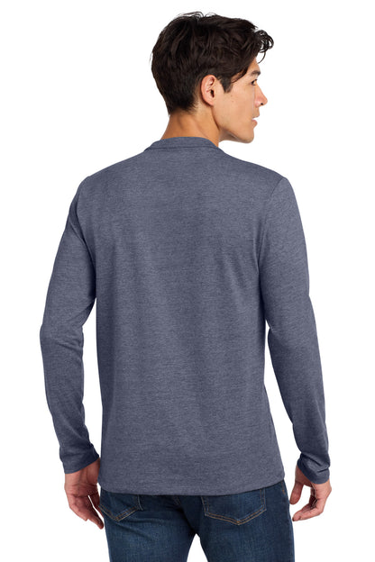True Navy Hthr New Era Heritage Blend Long Sleeve Crew Tee. NEA102 plain