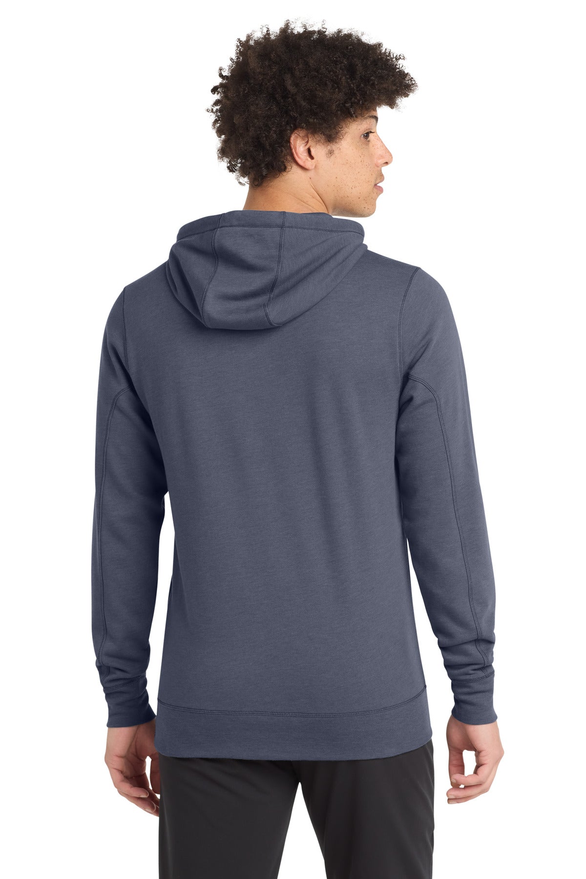 True Navy Hthr New Era Tri-Blend Fleece Pullover Hoodie. NEA510 plain