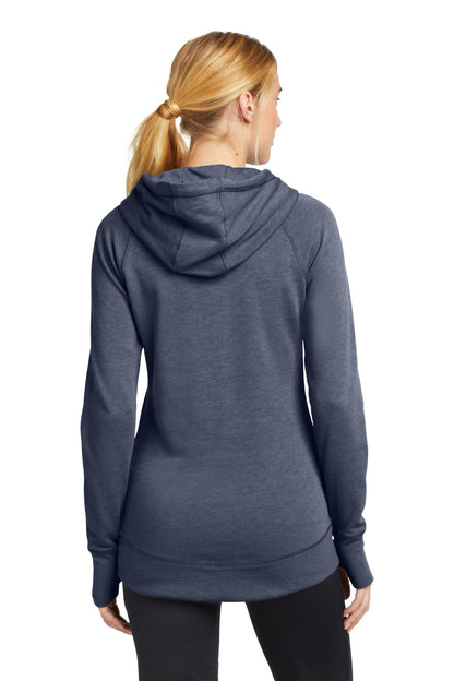 True Navy Hthr New Era Women's Tri-Blend Fleece Pullover Hoodie. LNEA510 plain