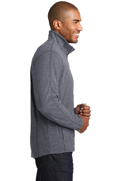True Navy Hthr Port Authority Heather Microfleece Full-Zip Jacket. F235 plain