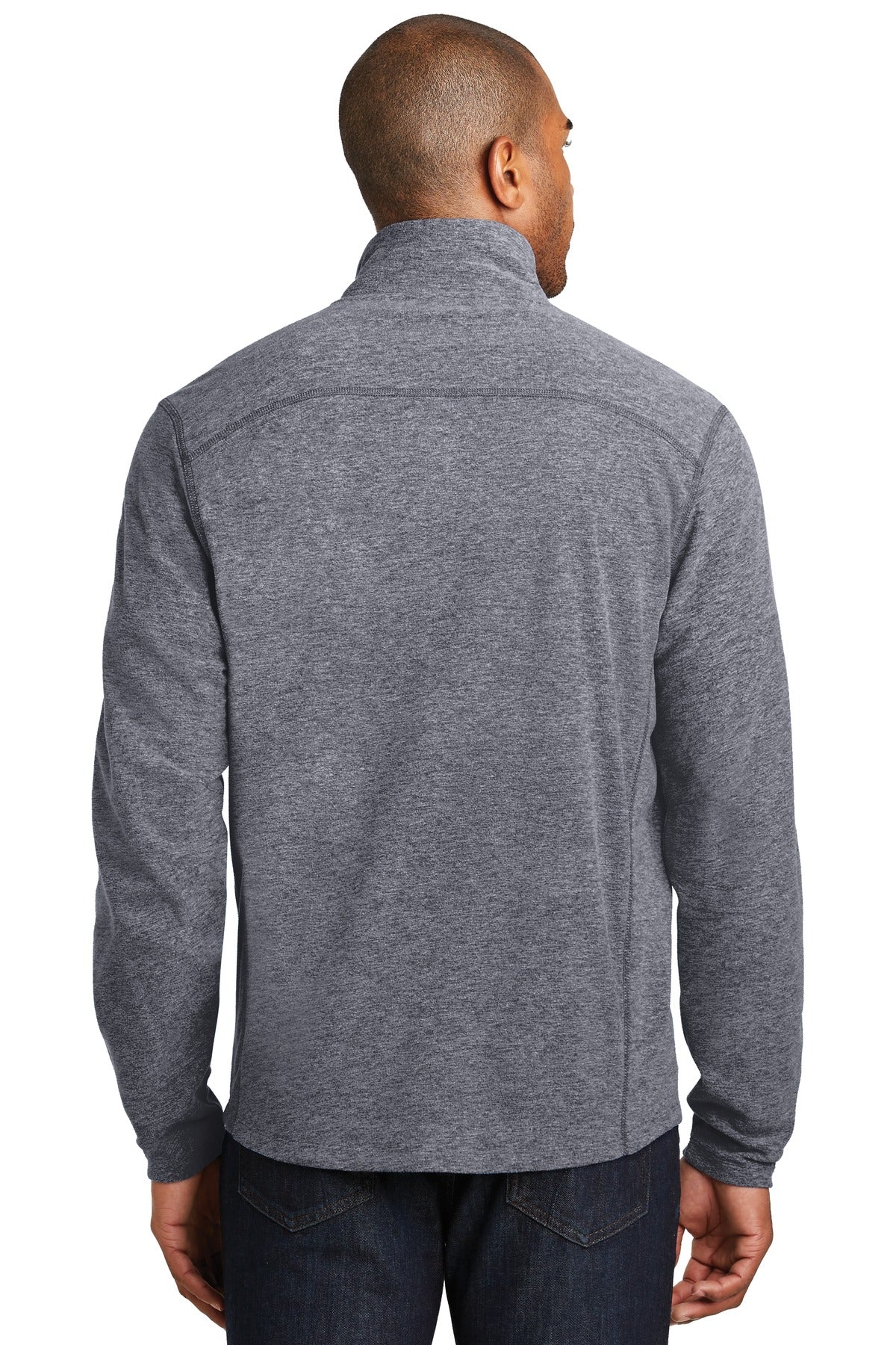 True Navy Hthr Port Authority Heather Microfleece Full-Zip Jacket. F235 plain