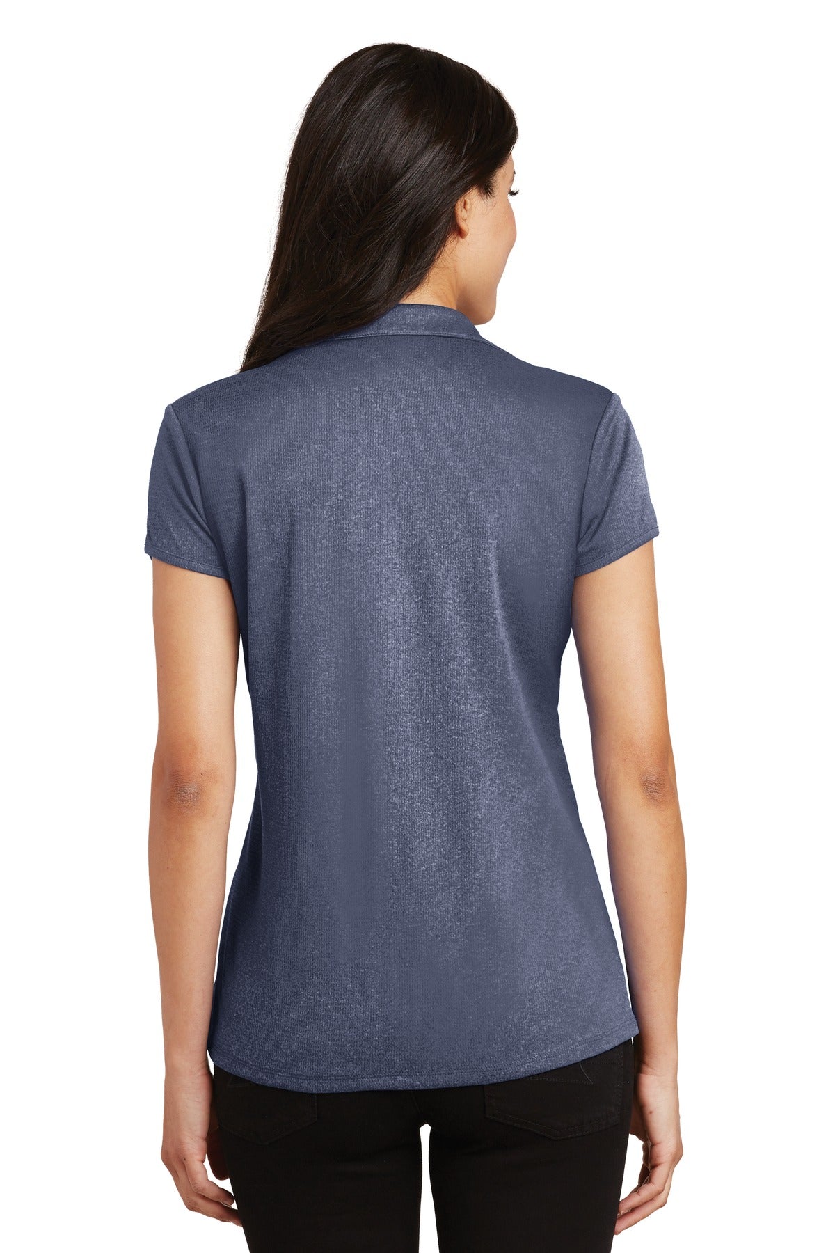 True Navy Hthr Port Authority Women's Trace Heather Polo. L576 plain