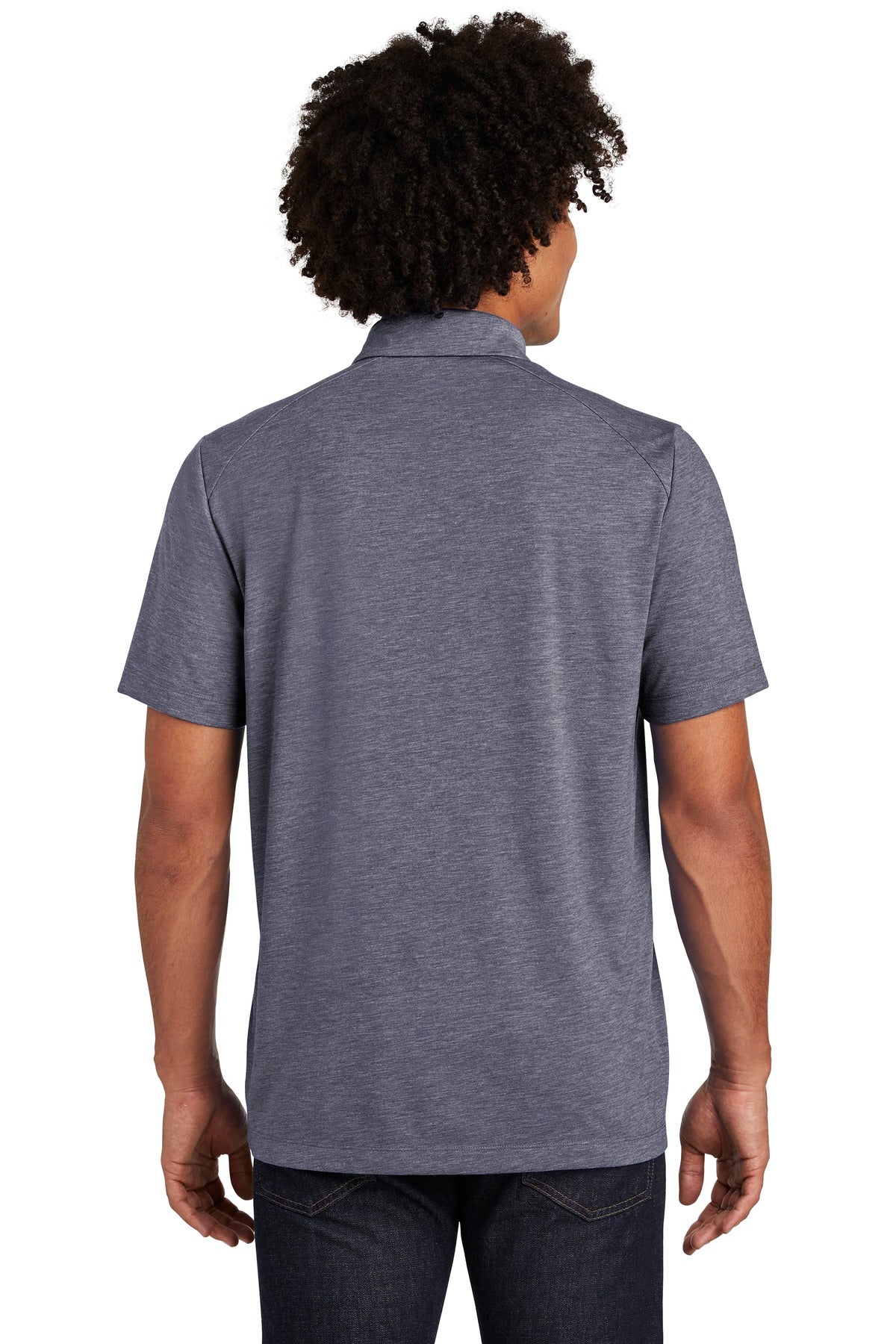 True Navy Hthr Sport-Tek PosiCharge Tri-Blend Wicking Polo. ST405 plain