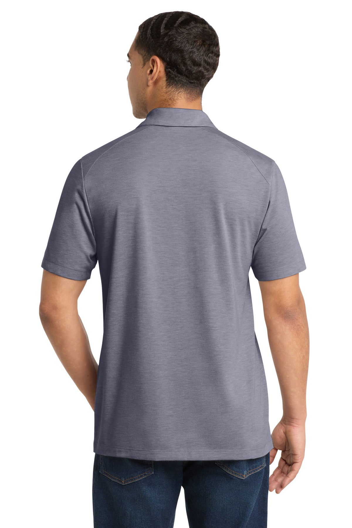 True Navy Hthr Sport-Tek PosiCharge Tri-Blend Wicking Polo. ST405 plain